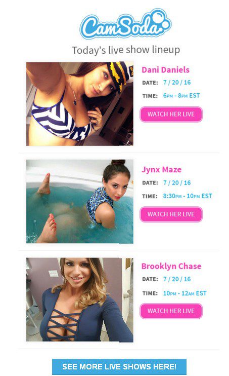 CamSoda.com Schedule